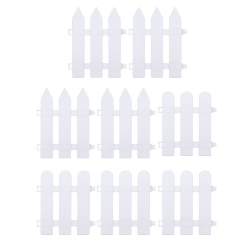 8Pcs White Plastic Garden Fence Decorative Picket Landscape Edging 2