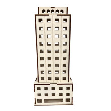 Apartamento de madeira em miniatura, modelo montado, paisagem de jardim, cenário de campo.