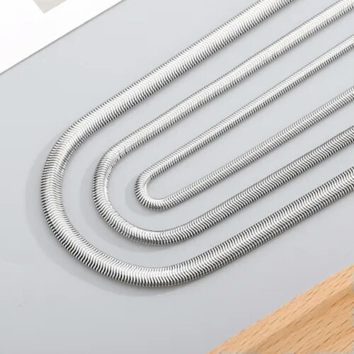 3/4/5/6/8mm Νέα μόδα 316L ανοξείδωτο ατσάλι κολιέ με επίπεδη αλυσίδα φιδιού για γυναίκες