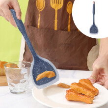Non-Stick Silicone Spatula, Heat-Resistant, Ergonomic Grip, Scratch-Safe, Easy-Clean, 13.77in, White/Khaki, 1pc