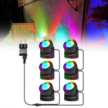 Luces LED RGB para estanques, focos sumergibles con 16 colores y 4 efectos, temporizador (2/4/6 horas), compatibles con acuarios, estanques y