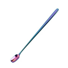 Colorful Long-Handle Stainless Steel Stirring Spoon, Ergonomic Bar & Café Mixer – Rust-Proof, Reusable, Compatible with All Drinkware