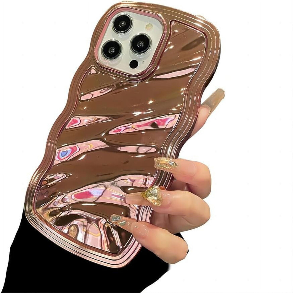 Luxury Electroplated Water Wave Iphone Case Â Shockproof Camera Protection, Rose Compatible With Iphone 14 Gold 9479868453463