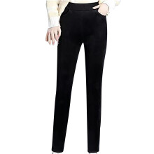 Pantaloni larghi da donna taglie forti in velluto a coste di lana a righe color agnello.