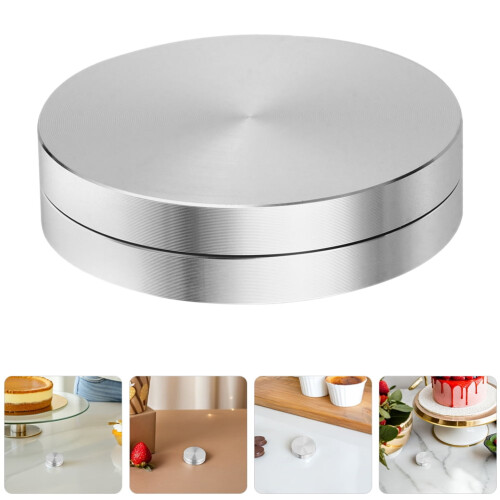 OUNONA Aluminum Cake Turntable Set Rotating 2-Pc