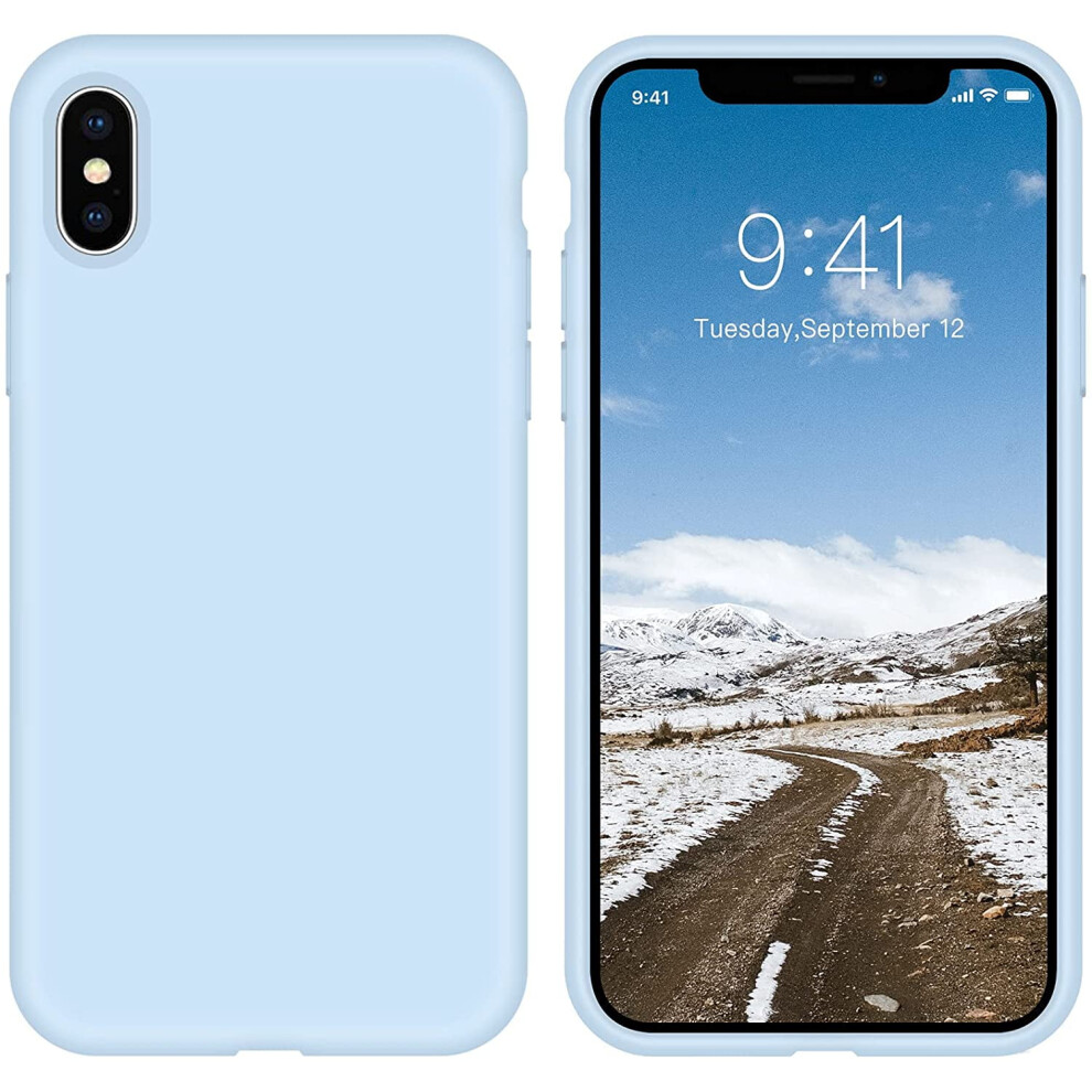 Compatible With Iphone X/Xs Case, Liquid Silicone Slim Shockproof Cover With Microfiber Lining, Light Blue 9479868452626