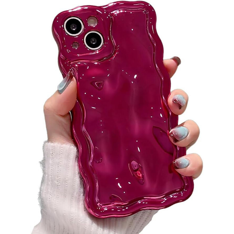 Luxury Electroplated Water Ripple Iphone Case Â Soft Shockproof Bumper With Camera Lens Protection (, Compatible With Iphone 15) Red 9479868454323