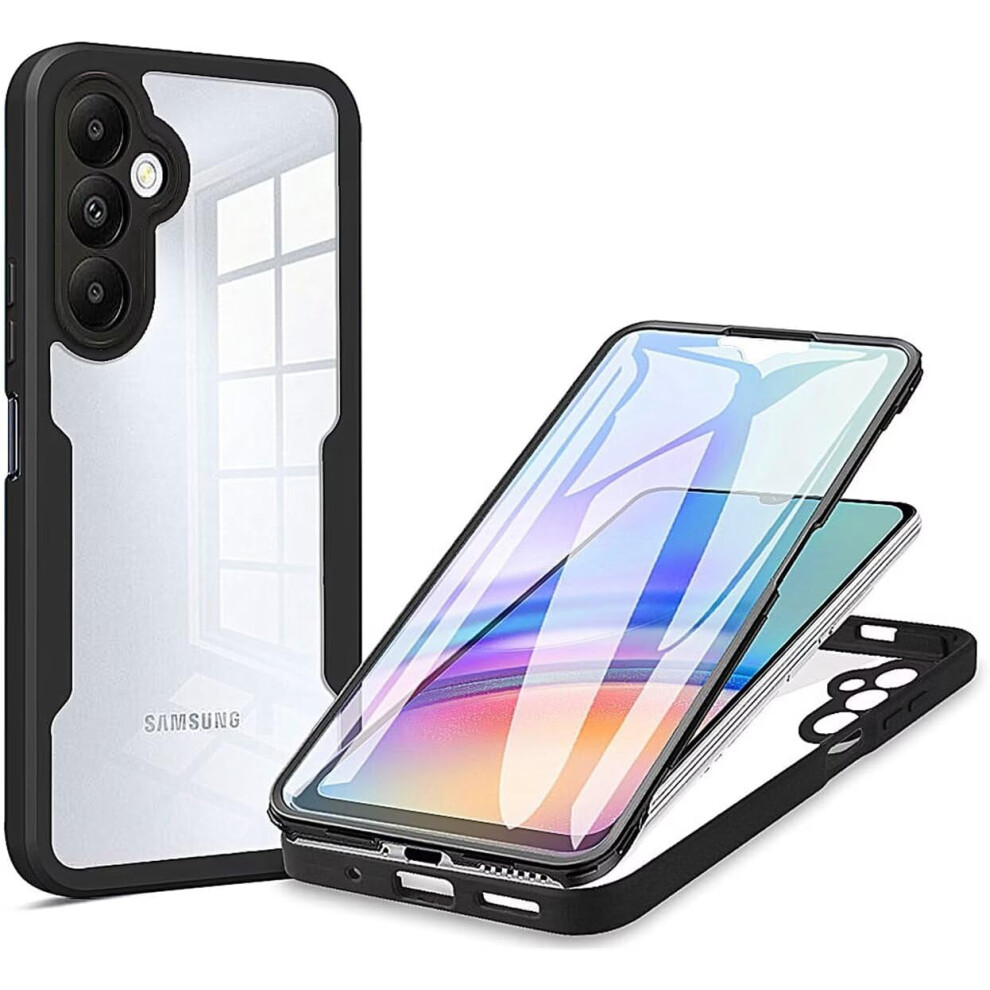 Slim Rugged Clear Hybrid 3-In-1 Case With Built-In Screen Protector For Galaxy S24 Fe, Compatible With Samsung Galaxy S24 Fe 5G (Black) Black 9479868454460