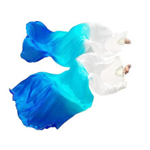 paire d'éventails en soie pour la danse du ventre, éventails longs en soie, éventails pliables longs pour la danse du ventre, voile en soie pour