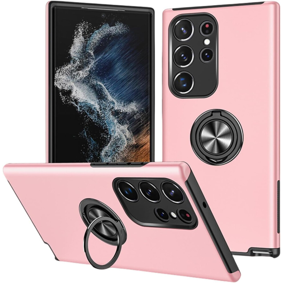 Rugged Tpu+Pc Phone Case For Compatible With Samsung Galaxy A12/A22/A32/A42 4G/5G Â Camera Protection & Hidden Finger Ring Pink 9479868454491