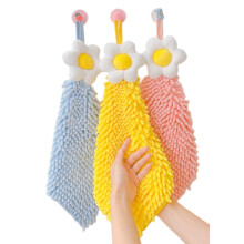 3 Pack Chenille Hand Towels,Kitchen Hand Towels with Loop,Hanging Hand Towels for Bathroom