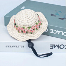 Handmade Pet Mini Straw Hat Elegant Natural Design for Small Pets Costume Accessory Enhances Appearance Perfect Gift for Pet Lovers