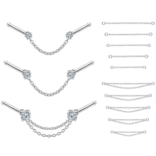 16 stk./sæt næsekæde piercing på tværs af næsestift klo cubic zirconium næseben/L-formet/proptrækker næseringe