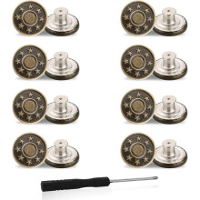 12 metalen knopen voor het naaien van jeans, 17 mm, zonder naaien, verwijderbaar.
