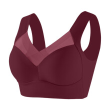 Full Bust No Underwire Bra, Seamless Design with Side Support Panels, Perfect for Large Cup Sizes & Smooth Look Wine 36