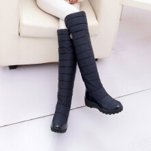 Bottes hautes pour femmes en tissu épais avec talon incliné