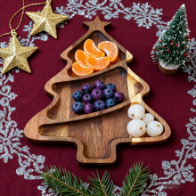 Karymi Wooden Christmas Tree Tray 12.99x9.05", Brown Serving Platter for Desserts, Snacks & Holiday Decor – Up to 60% Off!
