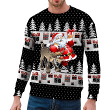 Pull de Noël pour homme, motif festif amusant, coupe ample