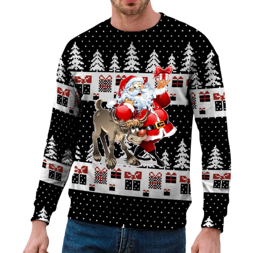 Pull de Noël pour homme, motif festif amusant, coupe ample