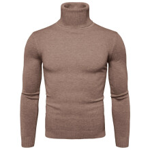 Pulover cu guler înalt pentru bărbați, strat de bază, Slim Fit, culoare solidă, mânecă lungă, tricotaje, toamnă și iarnă, versatil,