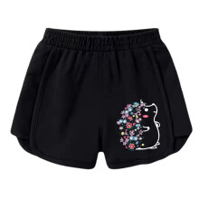 Shorts til børnepiger, afslappede shorts, komfortable, moderigtige, søde, trykte, løstsiddende shorts, hverdagsbukser til