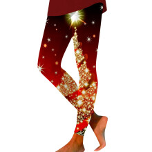 Christmas Leggings For Women Xmas Themed Printed Mid Rise High Stretch Santa Tight Pants Holiday Trousers