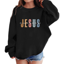 Girls Crewneck Sweatshirt Long Sleeve Black 6-7 Years
