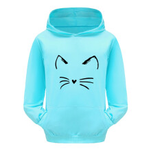 Felpa con cappuccio a maniche lunghe con stampa di personaggi dei cartoni animati, carina, casual e comoda per bambini di 8-9 anni, colore blu.