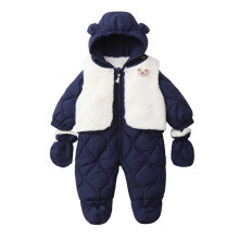 Baby vinter polstrede snødresser termisk isolerte jumpsuits med føtter, votter og ører, hettegensere, varmt yttertøy for småbarn 0-24 måneder,
