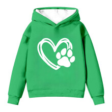 AWZXDE Mädchen Langarm-Kapuzenpullover, lässige Pulloverjacke mit niedlichem Welpen- und Herzmotiv, Grün, 7-8 Jahre