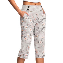 Womens Multicolor 3XL Capris with Pockets - Plus Size Petite Womens Stretch Yoga Capris Pants for Ladies - Womens Capris Leggings with Pockets