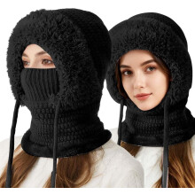 3-in-1 Knitted Beanie Hat with Scarf and Mask