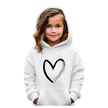 Trui met lange mouwen en hartjesprint voor meisjes, schattige, casual en comfortabele katoenen sweater, wit, 5-6 jaar