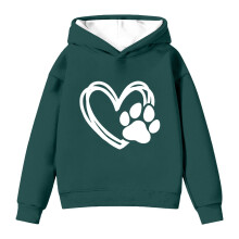 AWZXDE Mädchen Langarm-Kapuzenpullover, lässige Pulloverjacke mit niedlichem Welpen- und Herzmotiv, Dunkelgrün, 5-6 Jahre