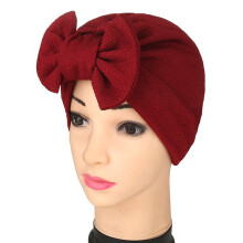Women Solid Bowknot Cotton Turban Hat Stretchy Headwear Hair Head Band Wrap Cap