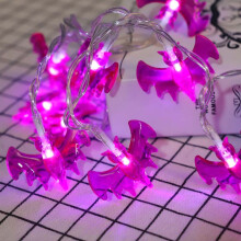 Purple Bat String Lights, 10ft 20-LED, Battery-Powered, Indoor/Outdoor Halloween Decor – Compatible with Halloween Party