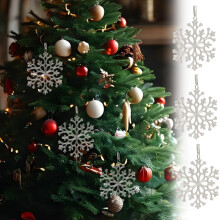 3 Pack Clear Snowflake Christmas Ornaments - Transparent Hanging Decor for Christmas Tree, Window, Winter Wedding