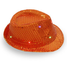 Fedora Hat Jazz Hat Cap Dance Hat Glitter Sequins Flashing LED Hat for Party Hat Dress Up Costume Accessories