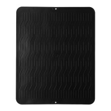 Silicone Dish Drying Mat, Heat-Resistant & Eco-Friendly, Easy Clean, Fits Sink/Kitchen Counter/Refrigerator, Black, 18.5" x 15"
