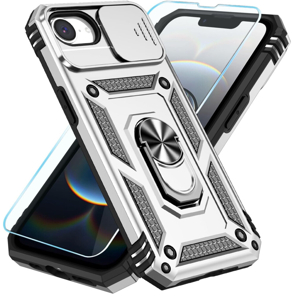 Iphone 16E Case With Hd Screen Protector, Slide Camera Cover & Rotated Ring Kickstand Â Military-Grade Compatible With Iphone 16E 9028731746142