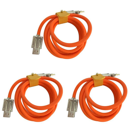 3X 120W 6A Super Fast Charge Type-C Liquid Silicone Cable Quick USB Cable for Phone Pixel Bold Data ,Orange 1.5M