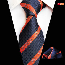 Men Wide Tie Floral Striped Pocket Square Business Necktie Handkerchief Set