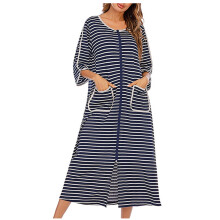Pijama feminino Awdenio, camisola de inverno quente com zíper e bolsos, modelo folgado.