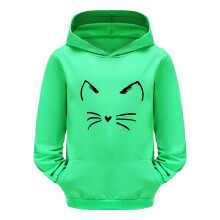 Felpa con cappuccio a maniche lunghe con stampa di personaggi dei cartoni animati, carina, casual e comoda per bambini di 2-3 anni, colore verde.
