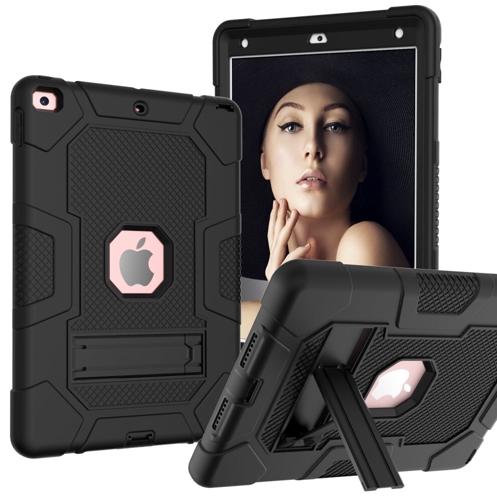 Heavy Duty Shockproof Kickstand Case Compatible With Ipad 6Th & 5Th Gen (9.7", 2017/2018), Black 9028731651378