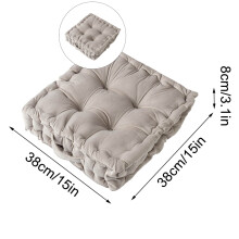 Square Solid Color Velvet Seat Cushion with Handle Tufted Thicken Chair Pad Tatami Floor Pillow Cushion(Gray)