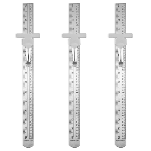Stainless Steel Ruler 15cm Metric 3-Pack