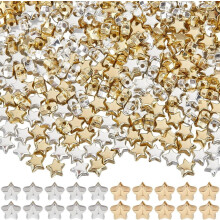 600Pcs Silver/Gold Star Beads 6mm, Plastic Pony Bead Spacers for Bracelets, Necklaces, Earrings – Jewelry Making Supplies