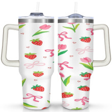 Strawberry Bow Tumbler Stainless Steel 40 oz