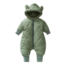Babysnødress vinterromper med hette gutter jenter jumpsuit bjørn tykk vindtett lue spedbarn vinterklær grønn 1-3 måneder